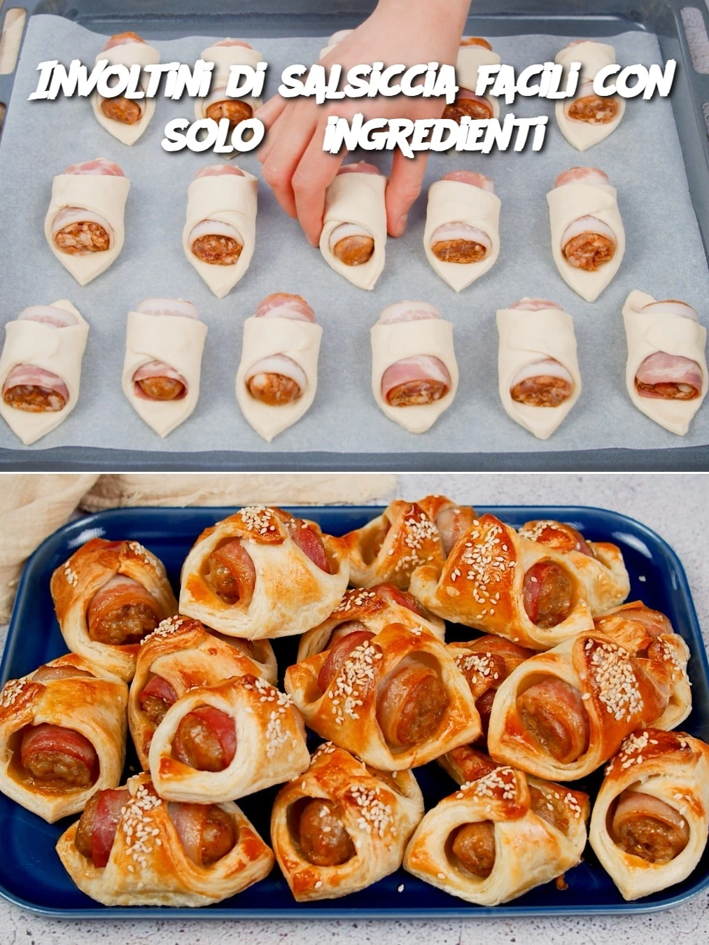 Involtini di salsiccia facili con solo 3 ingredienti